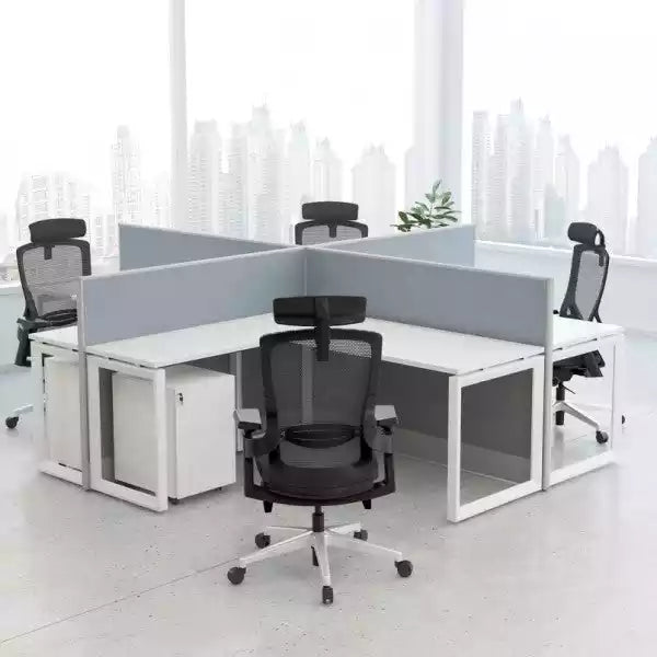 Napoli 4 L-Shape Workstation, Chairs, Accessories