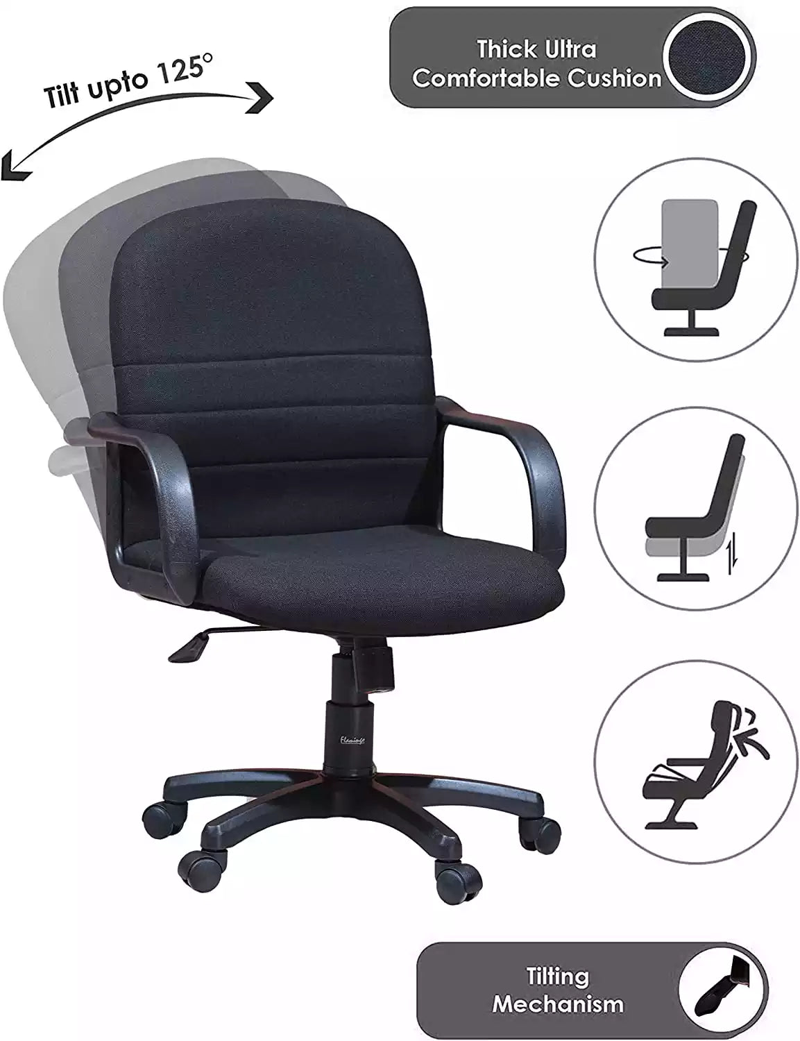 Napoli Office Chair Adjustable Height & Lumbar Support, Black