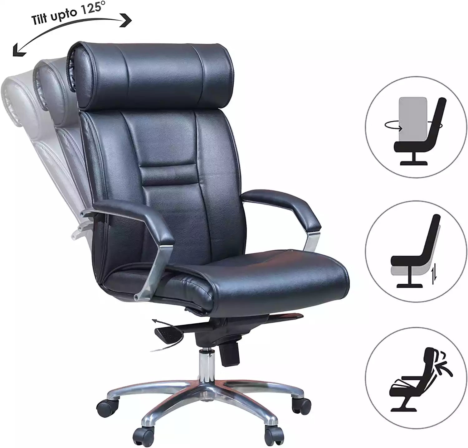 Office Chair With Adjustable Height and Lumbar Support Black Color