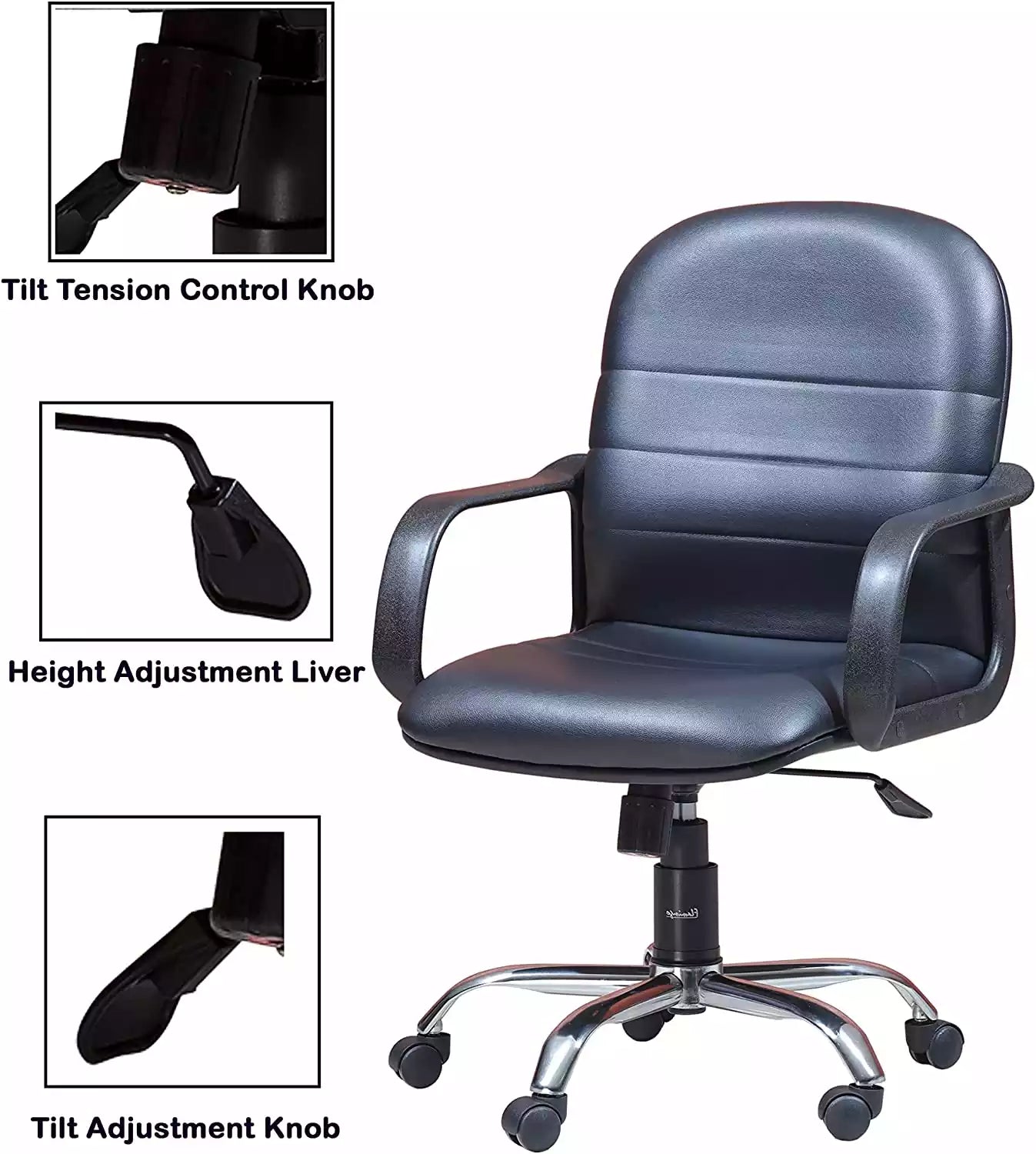 Office Chair, with Adjustable Height and Lumbar Support, Black Color