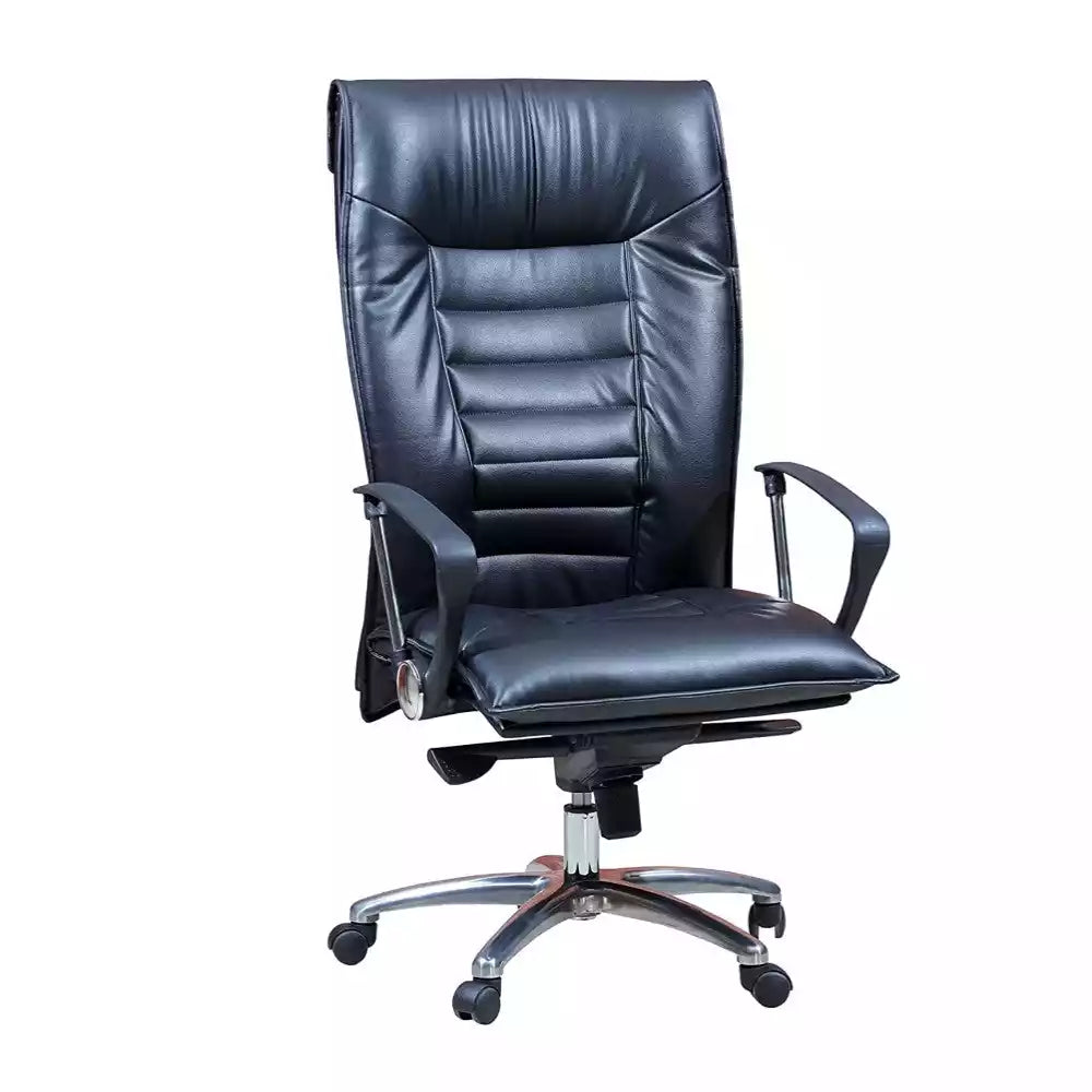 Executive Office Chair, High Back, Black PU, Double Lock Mechanism